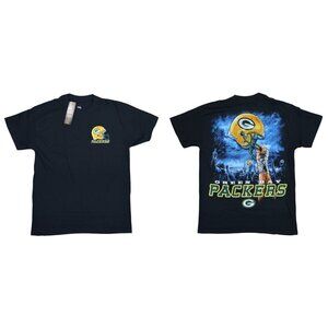 Green Bay Packers NFL Apparel Liquid Blue Sky Helmet Crew Neck T-Shirt NWT